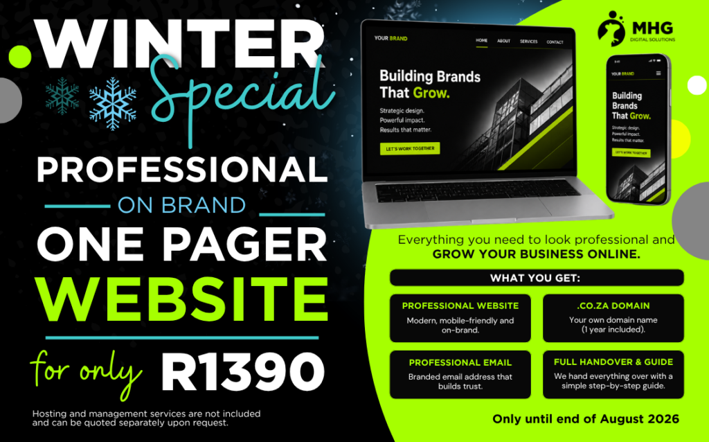 website design, one page, affordable design, winter special, website special